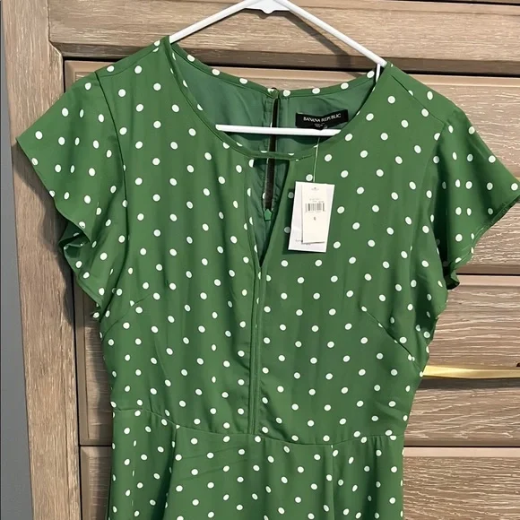 Banana Republic Chic Stylish Polka Dot Dress Green Size 6 NWT - Picture 4 of 5